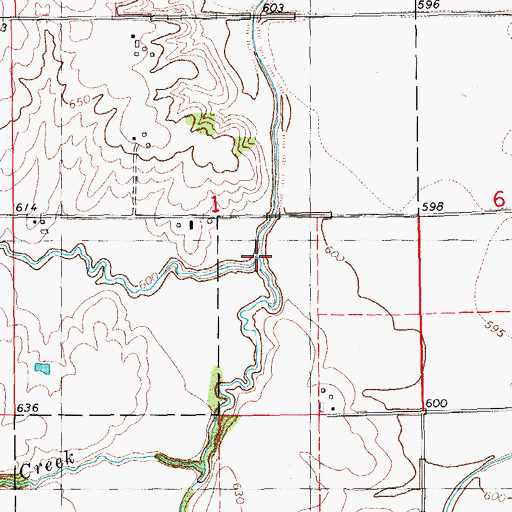 Topographic Map of Roff Creek, IA