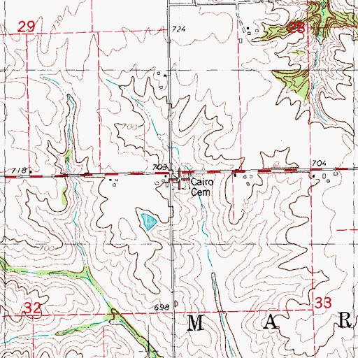 Topographic Map of Cairo Cemetery, IA