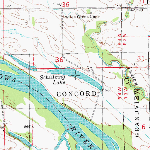 Topographic Map of Schlitzing Lake, IA