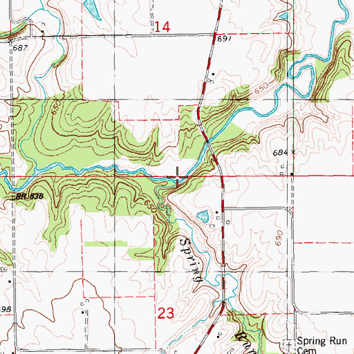 Topographic Map of Spring Run Creek, IA
