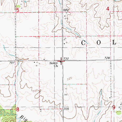 Topographic Map of Salem Church, IA