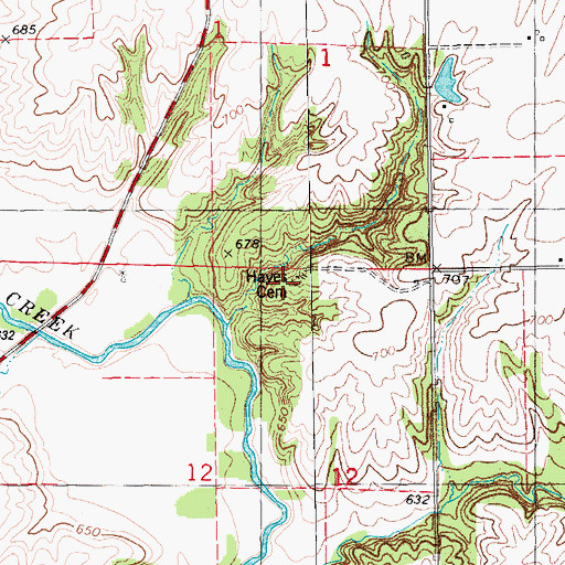 Topographic Map of Hayes Cemetery, IA
