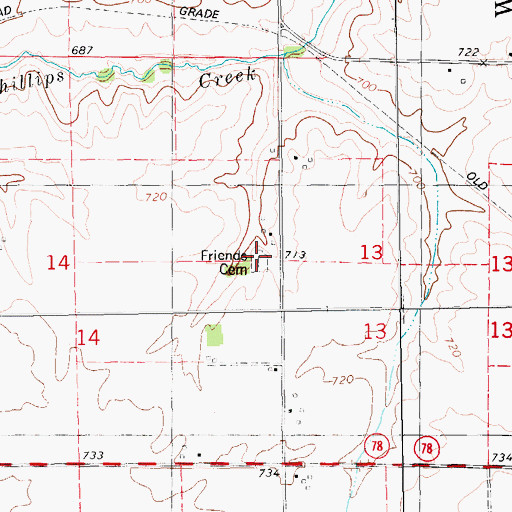 Topographic Map of Friends Cemetery, IA