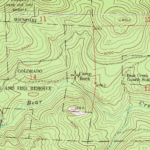 Topographic Map of Camp Rock, CO