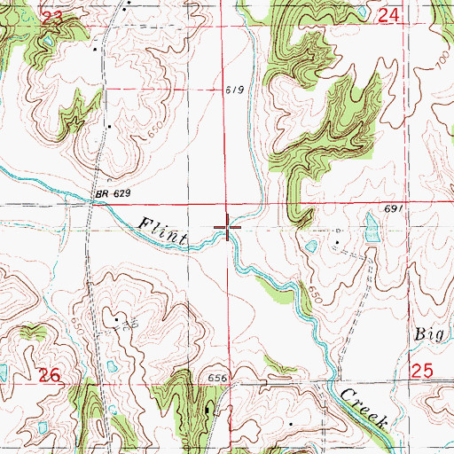 Topographic Map of Cedar Fork Creek, IA