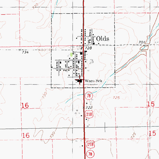 Topographic Map of Waco School, IA