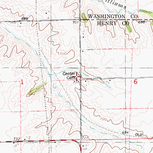 Topographic Map of Center Cemetery, IA