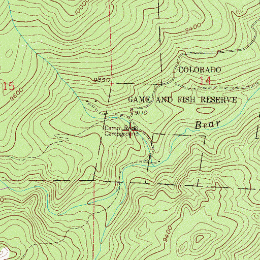 Topographic Map of Camp Rock Campground, CO