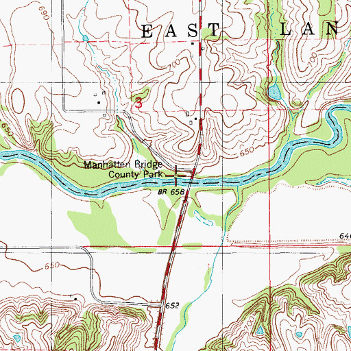 Topographic Map of Manhatten Bridge County Park, IA