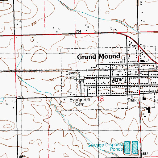 Topographic Map of Calvary Cemetery, IA
