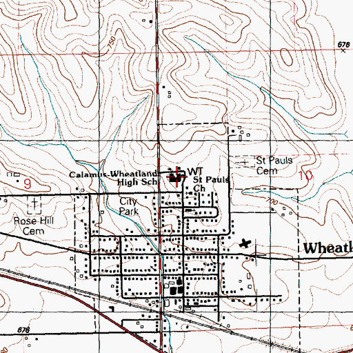 Topographic Map of Calamus - Wheatland Junior High School / High School, IA