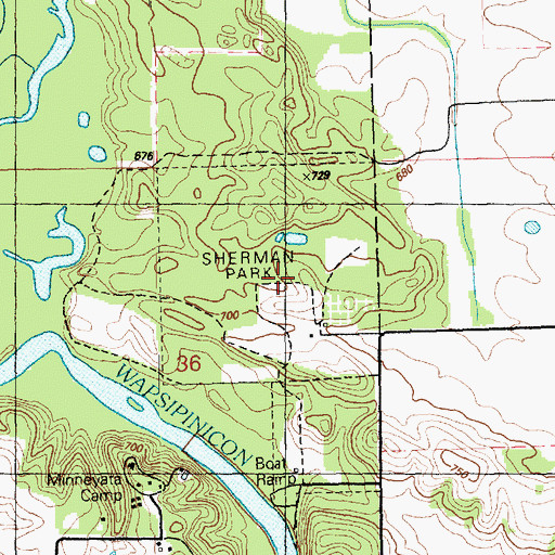 Topographic Map of Sherman Park, IA