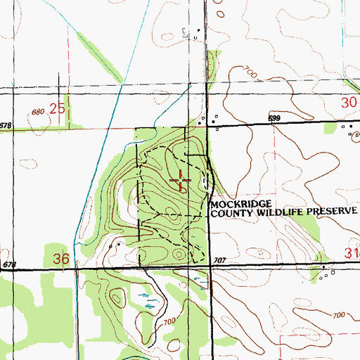 Topographic Map of Mockridge County Wildlife Preserve, IA