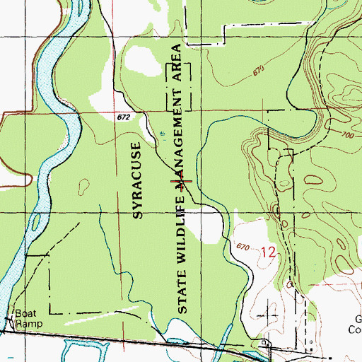 Topographic Map of Syracuse State Wildlife Management Area, IA