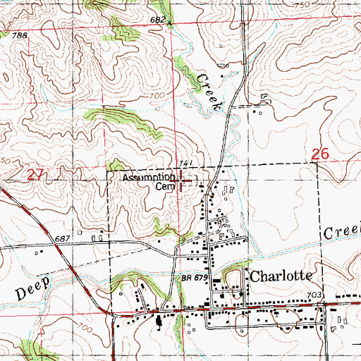 Topographic Map of Assumption Cemetery, IA
