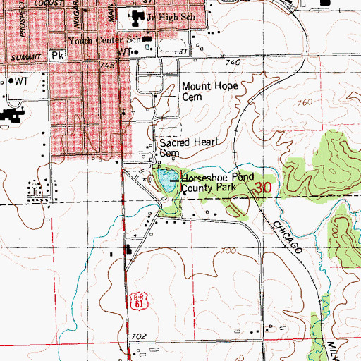 Topographic Map of Horseshoe Pond County Park, IA