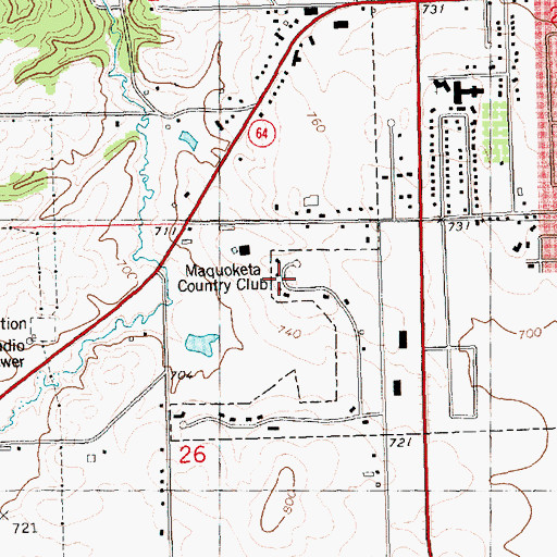 Topographic Map of Maquoketa Country Club, IA