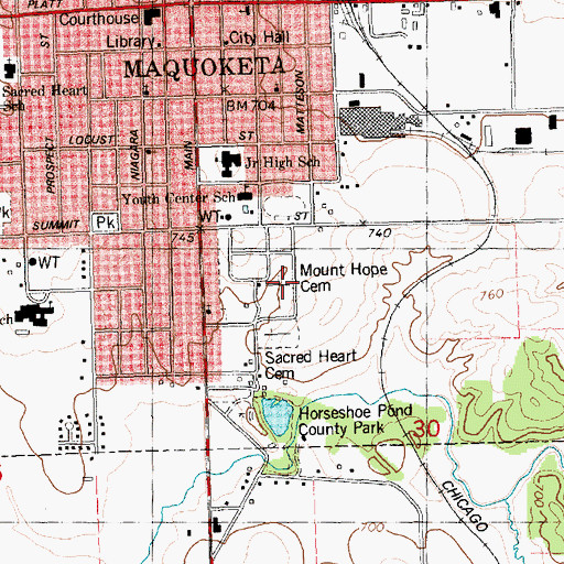 Topographic Map of Mount Hope Cemetery, IA
