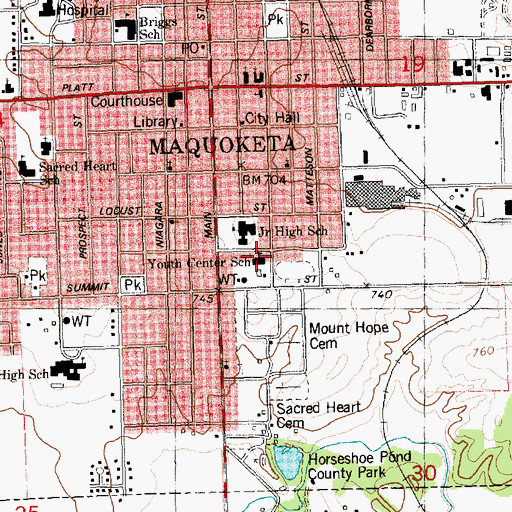 Topographic Map of Youth Center School, IA