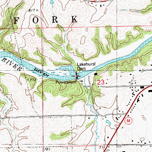 Topographic Map of Lakehurst Dam, IA