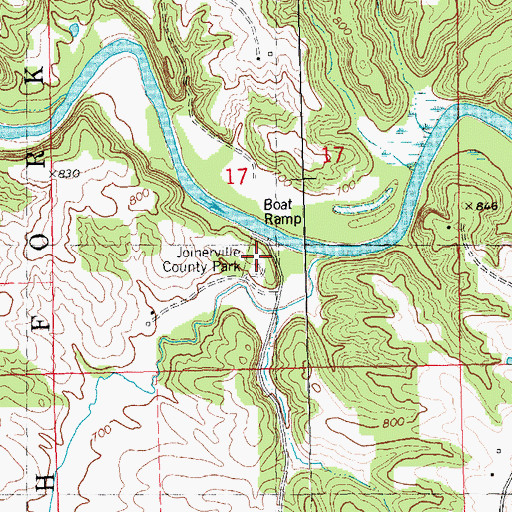 Topographic Map of Joinerville County Park, IA