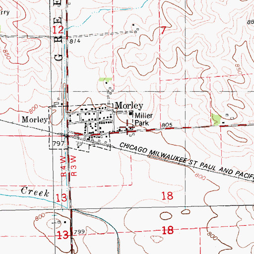 Topographic Map of Miller Park, IA