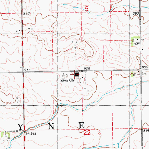 Topographic Map of Zion Church, IA