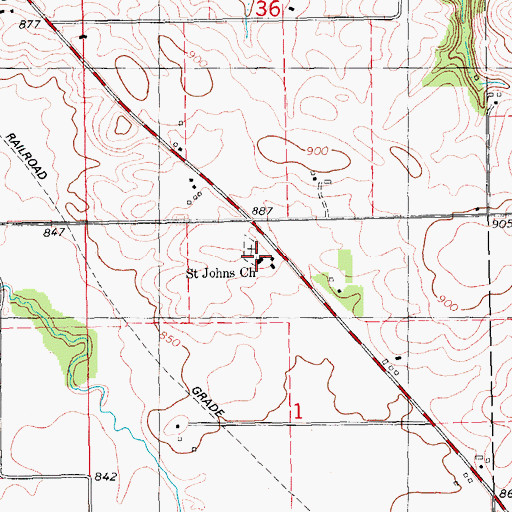 Topographic Map of Saint Johns Church, IA