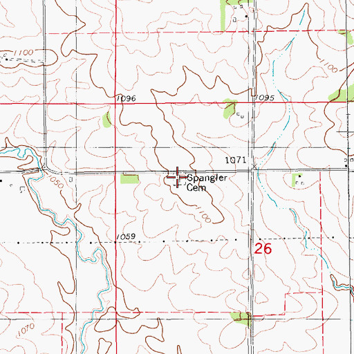 Topographic Map of Spangler Cemetery, IA