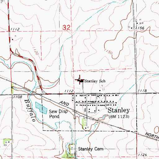 Topographic Map of Stanley School, IA