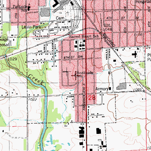 Topographic Map of Southside School, IA