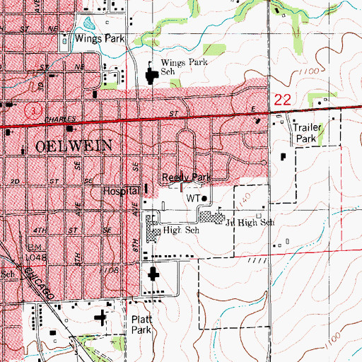 Topographic Map of Reedy Park, IA