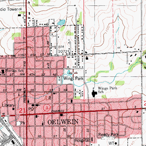 Topographic Map of Wings Park, IA