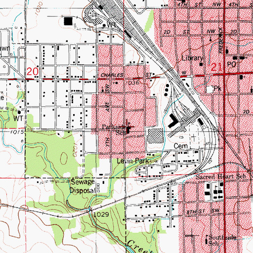 Topographic Map of Parkside Elementary School, IA
