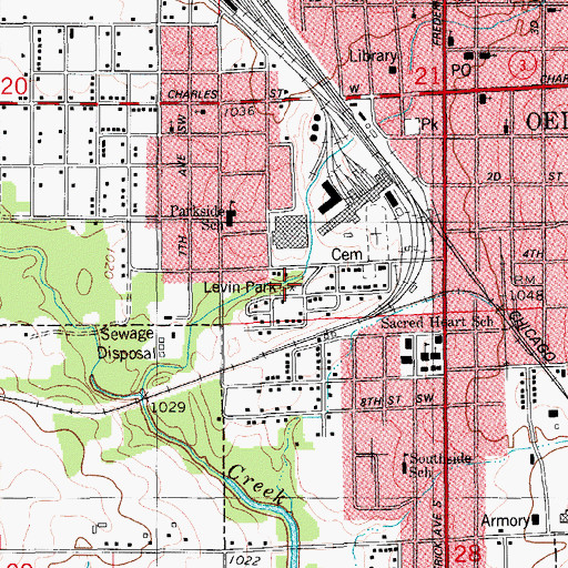 Topographic Map of Levin Park, IA