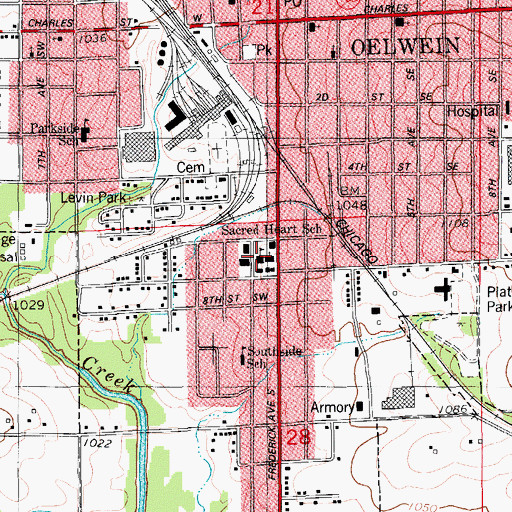 Topographic Map of Sacred Heart Elementary School, IA