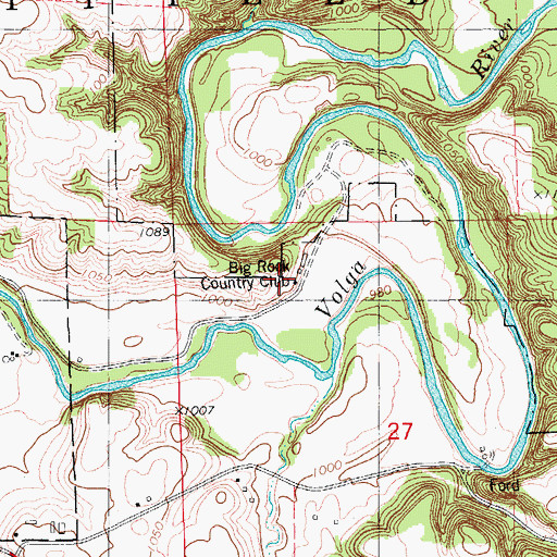 Topographic Map of Big Rock Country Club, IA