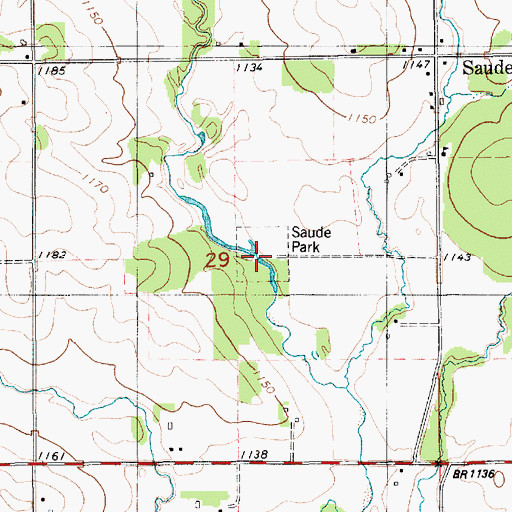 Topographic Map of Saude Park, IA