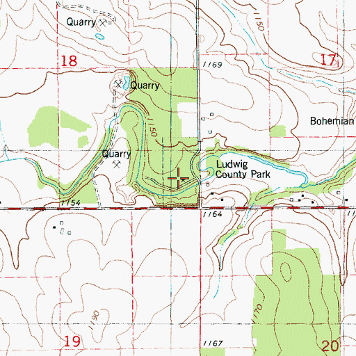 Topographic Map of Ludwig County Park, IA