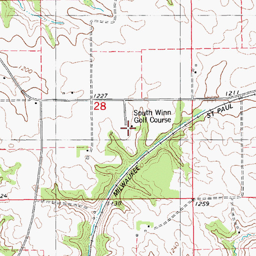 Topographic Map of South Winn Golf Course, IA