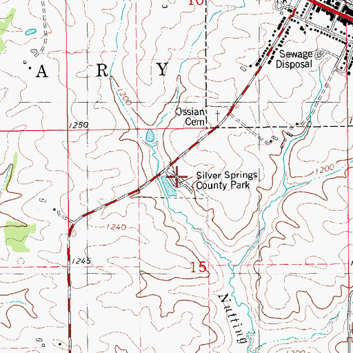 Topographic Map of Silver Springs County Park, IA