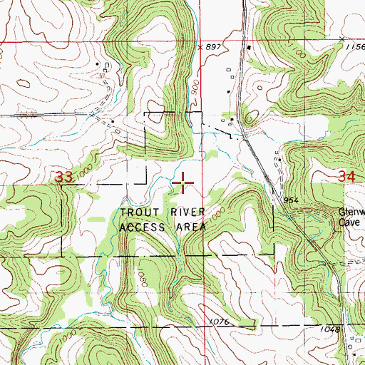 Topographic Map of Trout River Access Area, IA