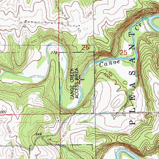 Topographic Map of Canoe Creek Access Area, IA