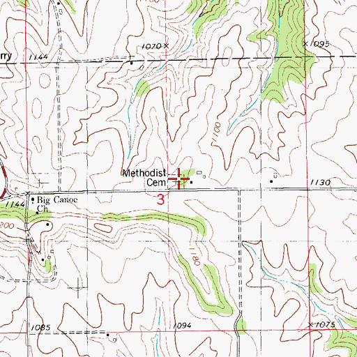 Topographic Map of Methodist Cemetery, IA