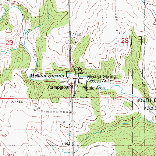 Topographic Map of Mestad Spring Access Area, IA