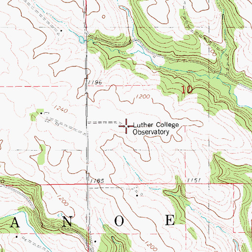 Topographic Map of Luther College Observatory, IA