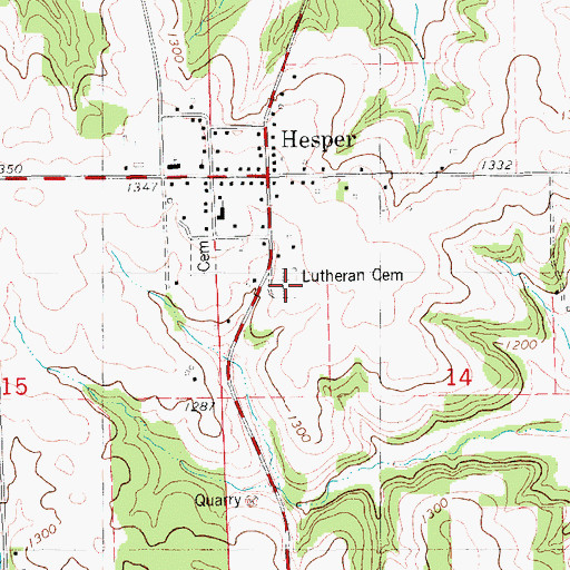 Topographic Map of Lutheran Cemetery, IA