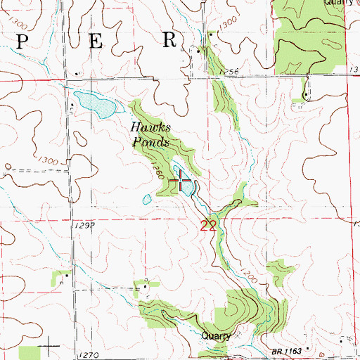 Topographic Map of Hawks Ponds, IA