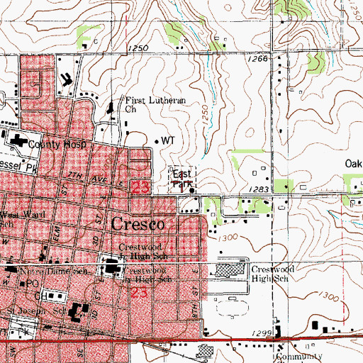 Topographic Map of East Park, IA