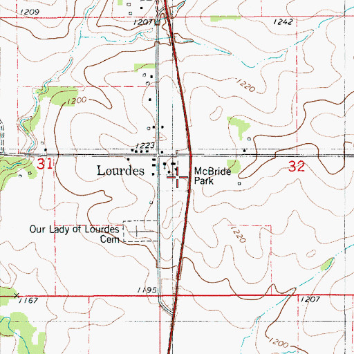 Topographic Map of McBride Park, IA